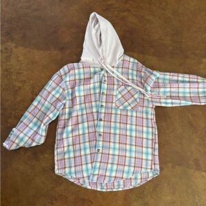 Plaid Kids Hoodie Shirt - Multicolor